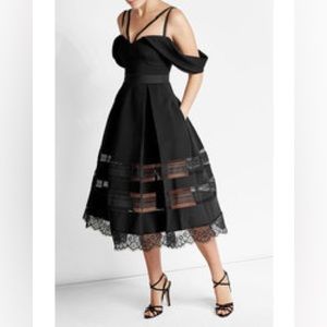 Cold-Shoulder Self-Portrait Strappy Midi Dress in Black Size 4